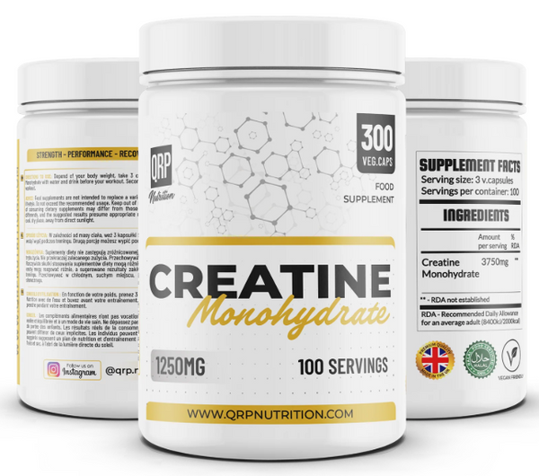 QRP Nutrition Creatine Monohydrate 1250mg (300capsules)